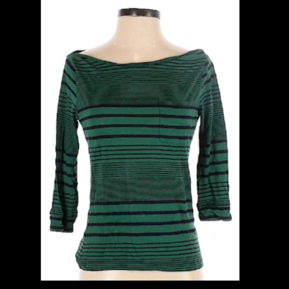 Femme by Tresics Green and Navy Striped Shirt